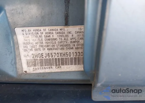 1999 Honda Civic Lx из США, поврежденный, VIN 2HGEJ6570XH501330